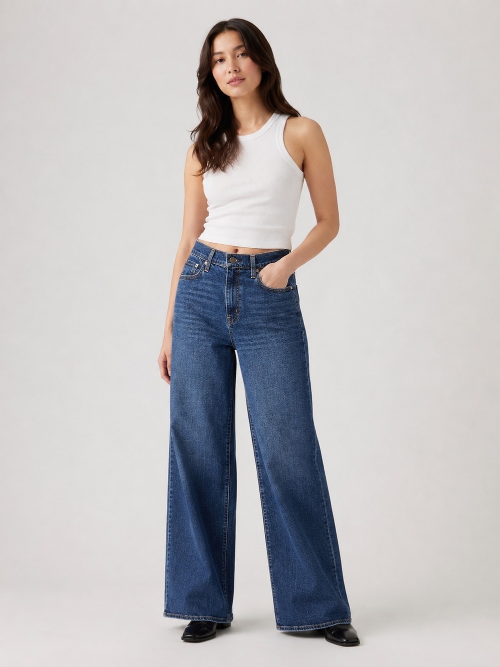 Levi's 728 Wide Leg High-Rise Women’s Jeans - Dark Blue (29x32)